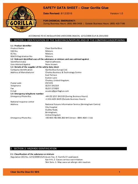 gorilla glue data sheet.